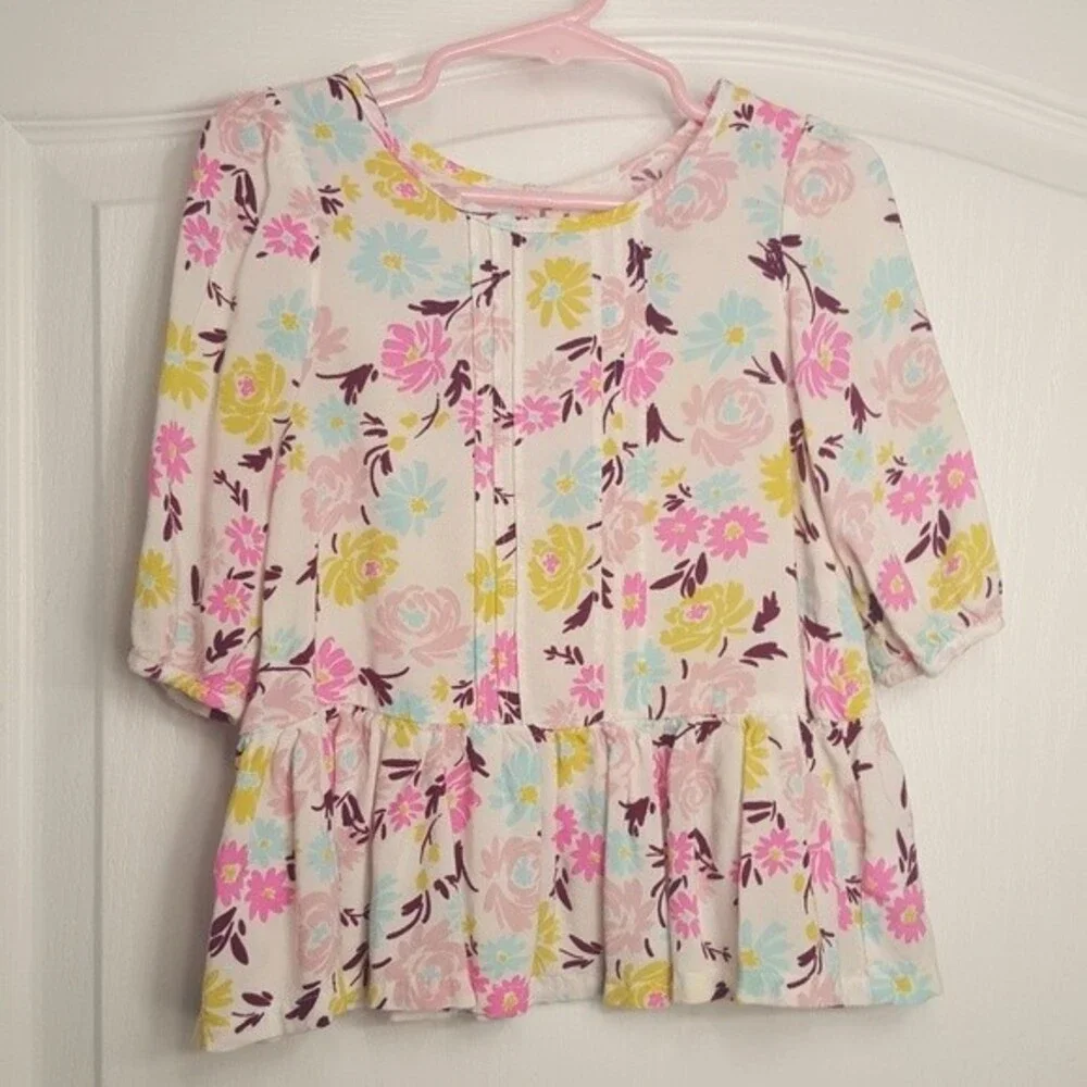 Oshkosh Pink and Blue Floral Ruffle Blouse